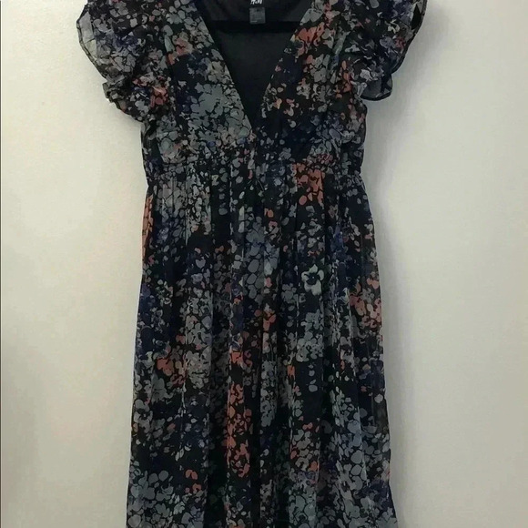 H&M Navy & Coral fully Lined Dress Sz 6 - Picture 5 of 6